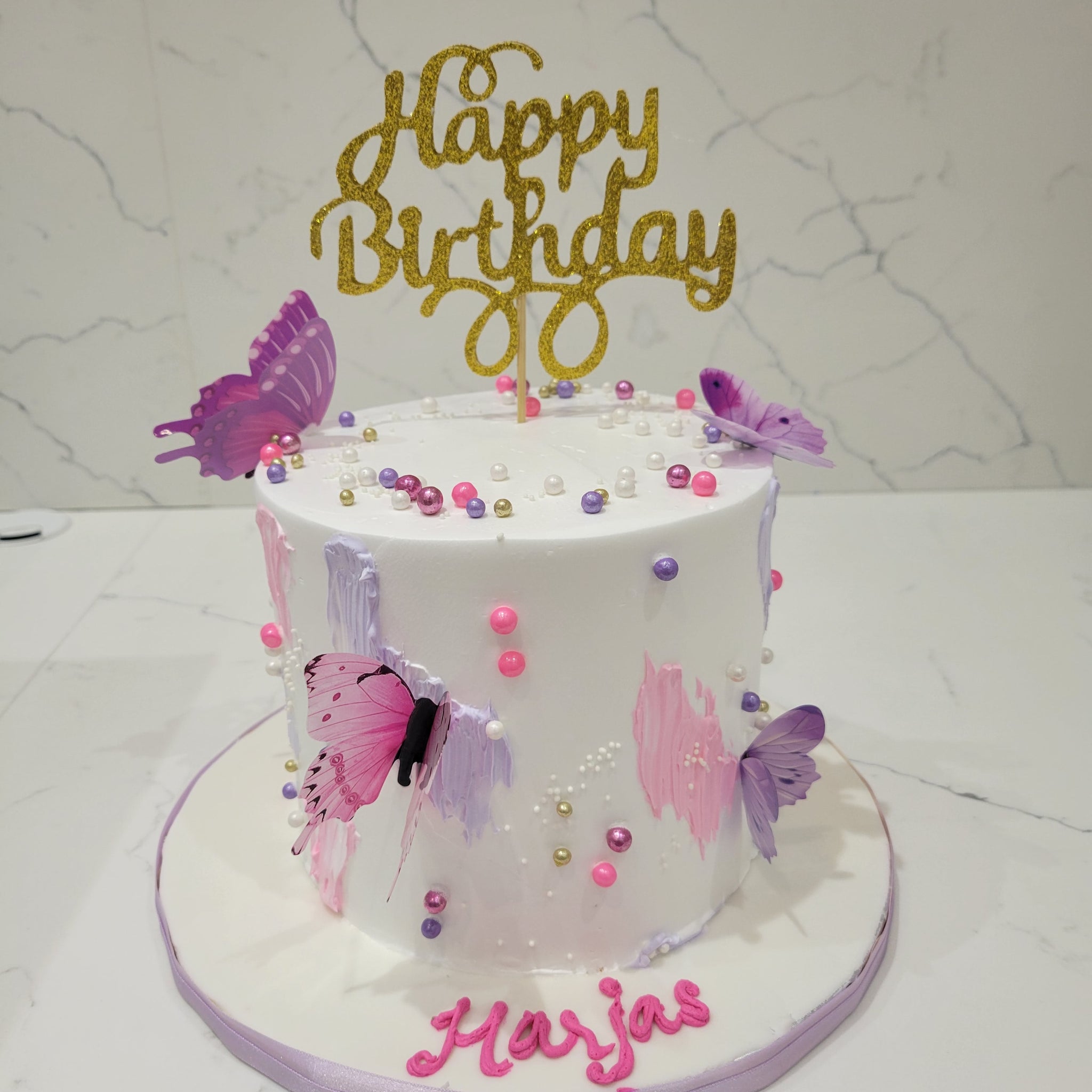 HARJAS BUTTERFLY  BIRTHDAY CAKE