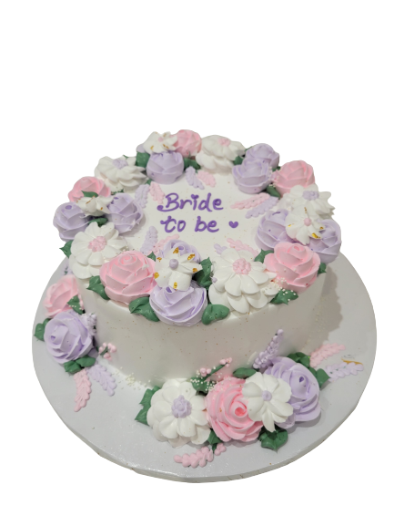 PINK & PURPLE BRIDE TO BE CAKE