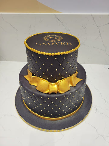 SNOVER BLACK & GOLD FONDANT TIERED CAKE