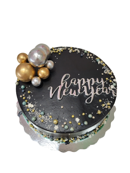 BLACK & SILVER NEW YEAR CAKE