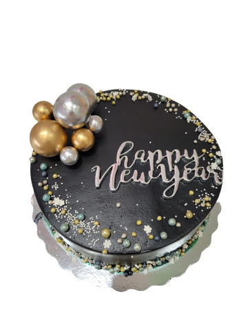 BLACK & SILVER NEW YEAR CAKE