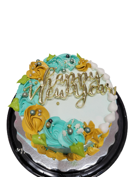 TEAL & MUSTARD NEW YEAR CAKE