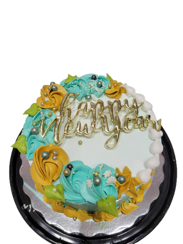 TEAL & MUSTARD NEW YEAR CAKE