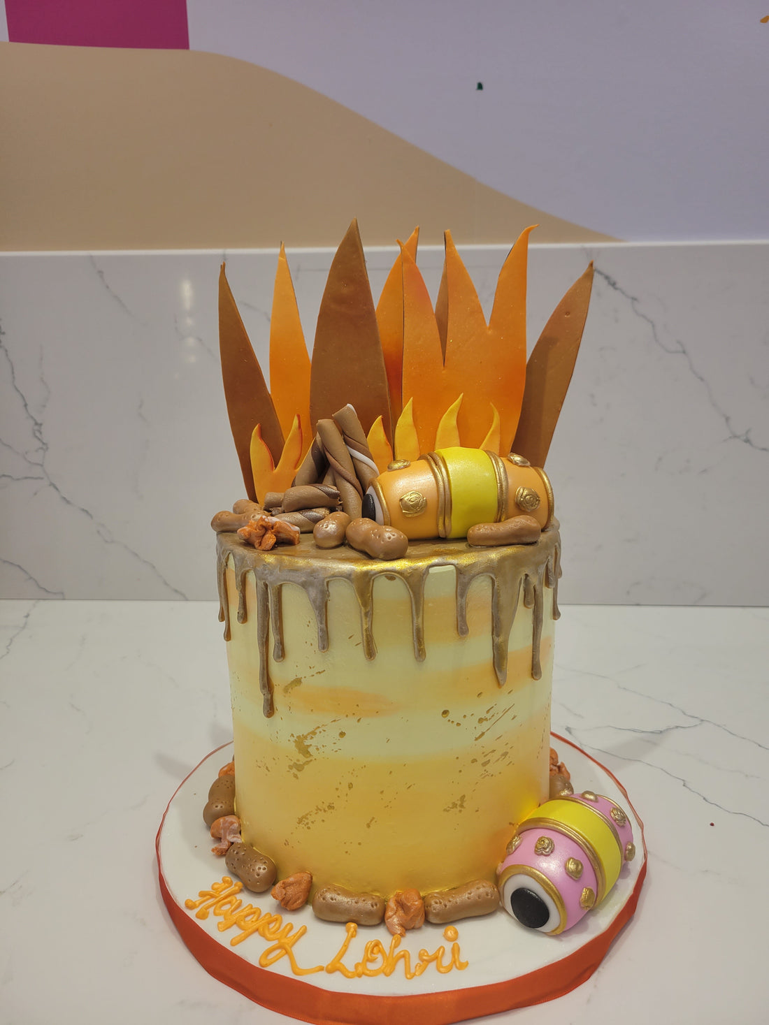 YELLOW-ORANGE LOHRI CREAM CAKE