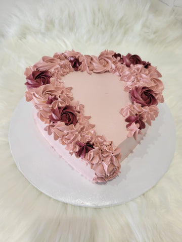 ROSE GOLD & WINE HEART CAKE