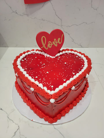 Red love Heart Valentine Cake