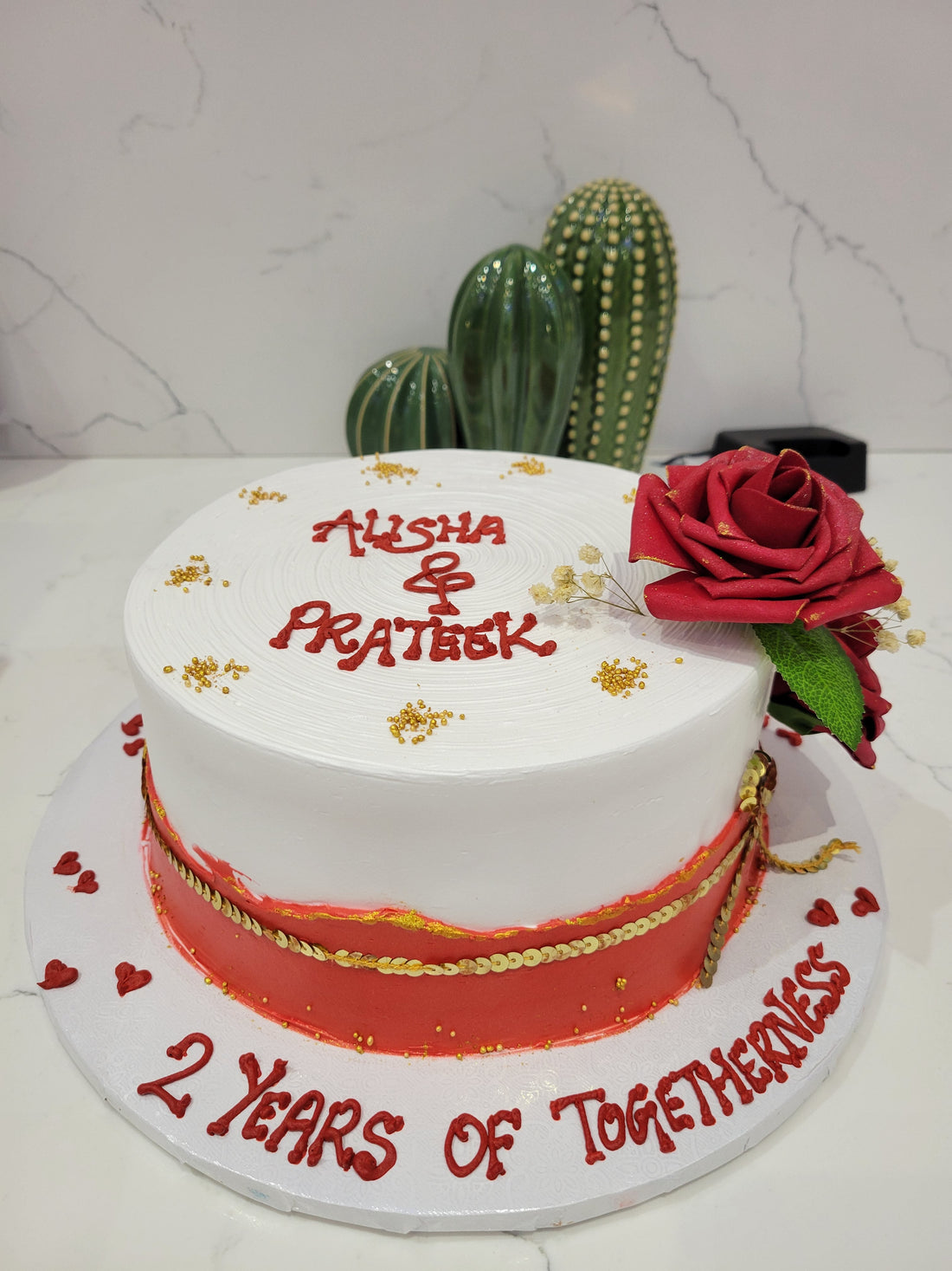 Red Rose Anniversary Cake