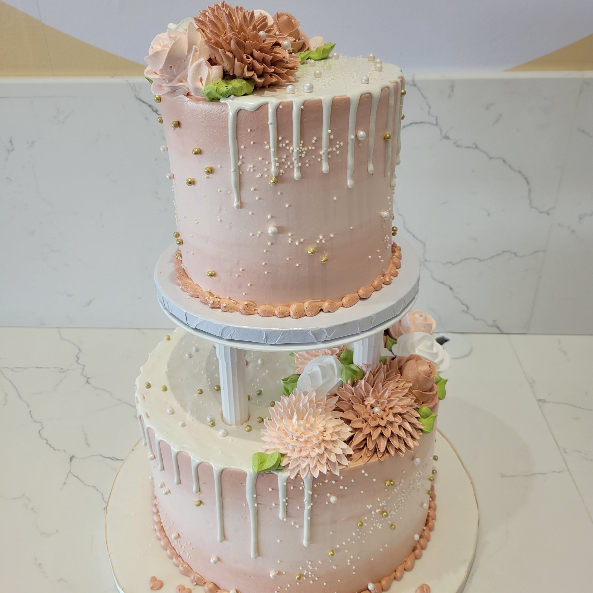 ROSE GOLD ENGAGEMENT TIERED CAKE