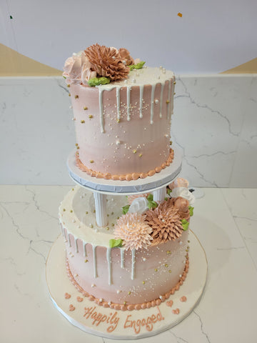 ROSE GOLD ENGAGEMENT TIERED CAKE