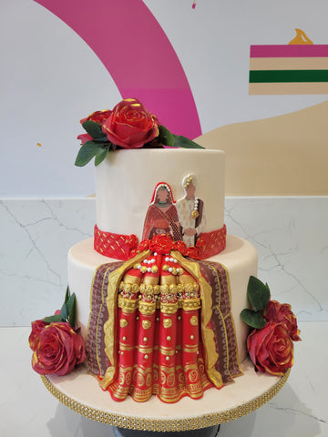 INDIAN COUPLE FONDANT WEDDING CAKE