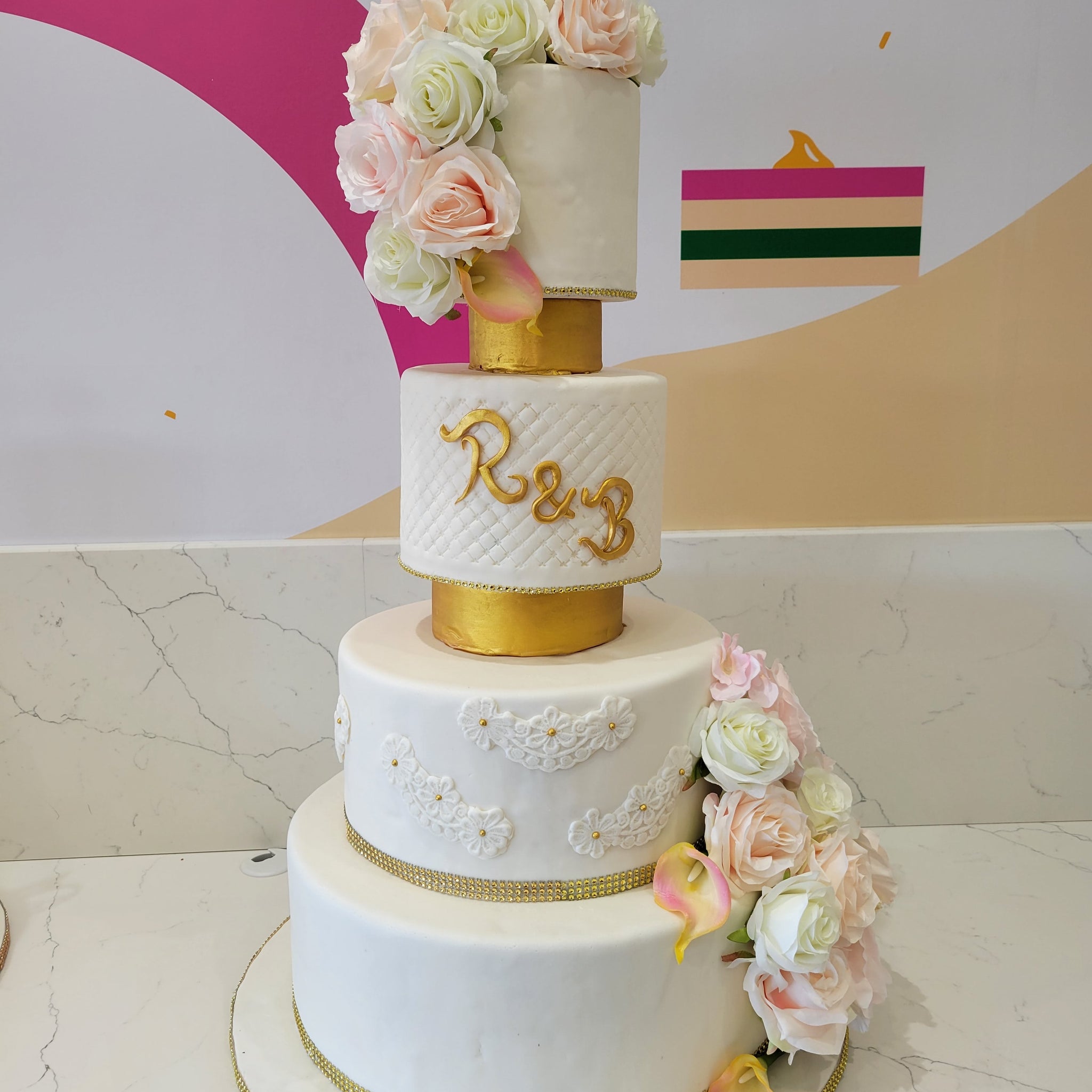 R & B FONDANT WEDDING CAKE