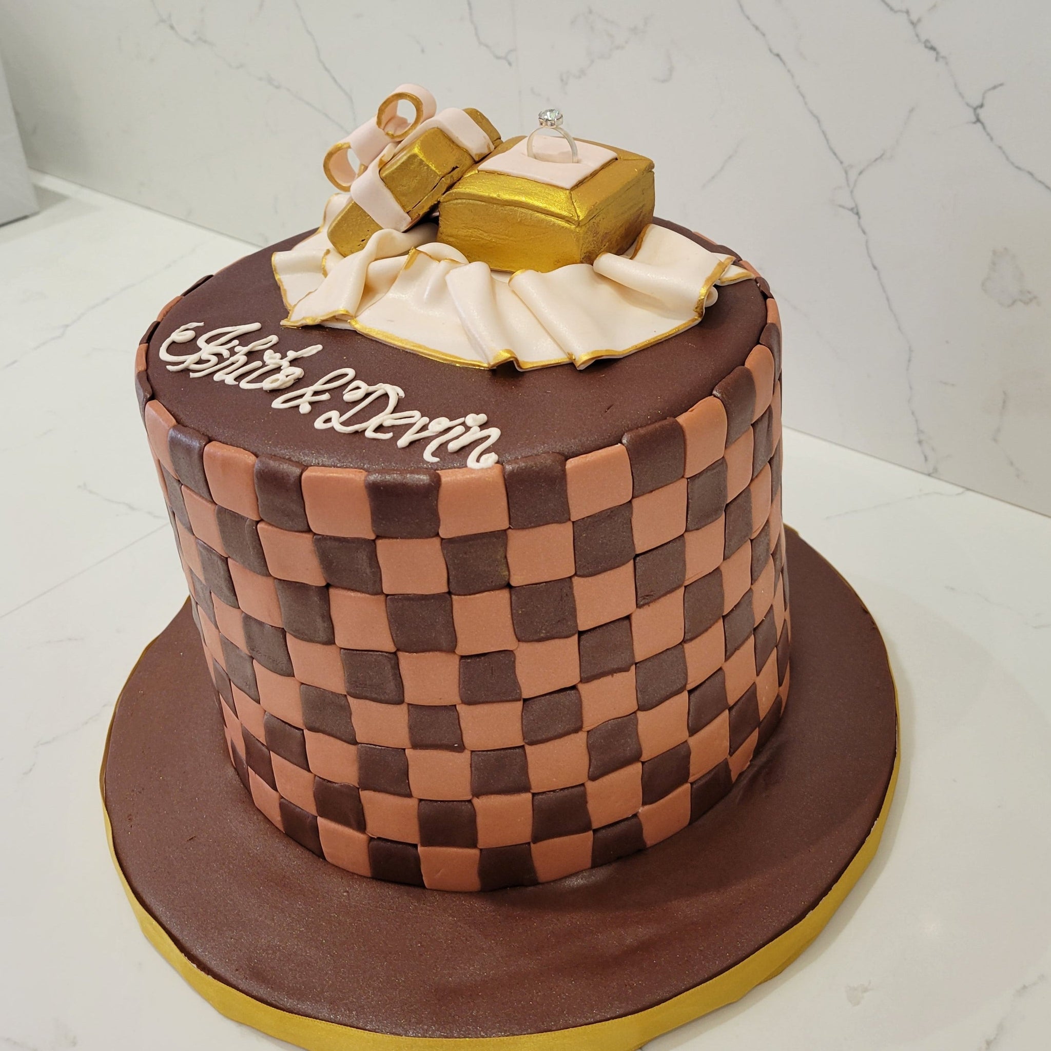 ISHITA & DEVIN ENGAGEMENT FONDANT CAKE