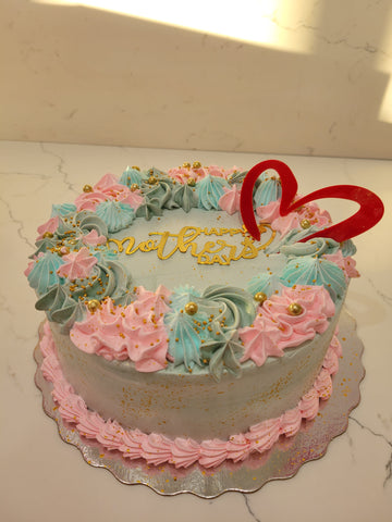 TEAL & PINK FLORAL MOTHER'S DAY CAKE