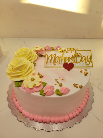 PINK YELLOW FLORAL MOTHER'S DAY CAKE