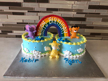 Baby Animals Twins Birthday Cake