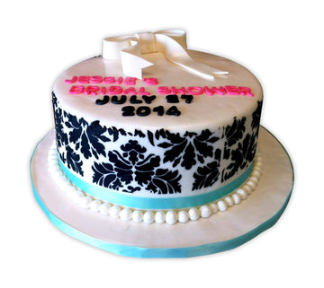 Bridal Shower Damask Fondant Cake