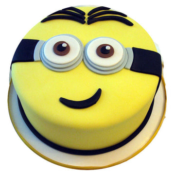 Yellow Balck Round Shape Minion Theme Cake