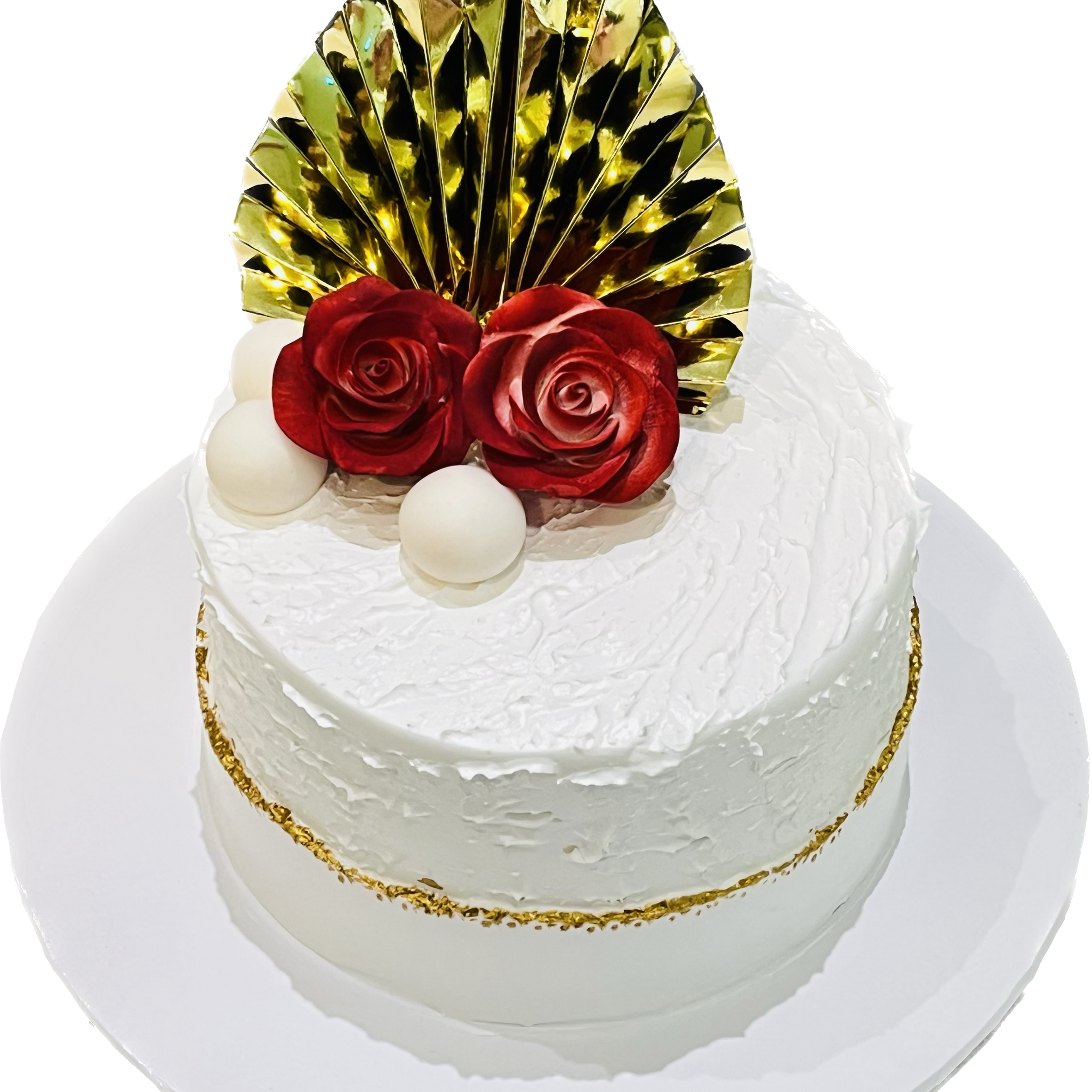 RED AND GOLD LEAF BIRTHDAY CAKE