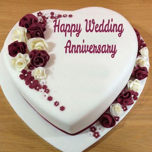 White Purple Heart Shape Theme Cake For Wedding Anniversery