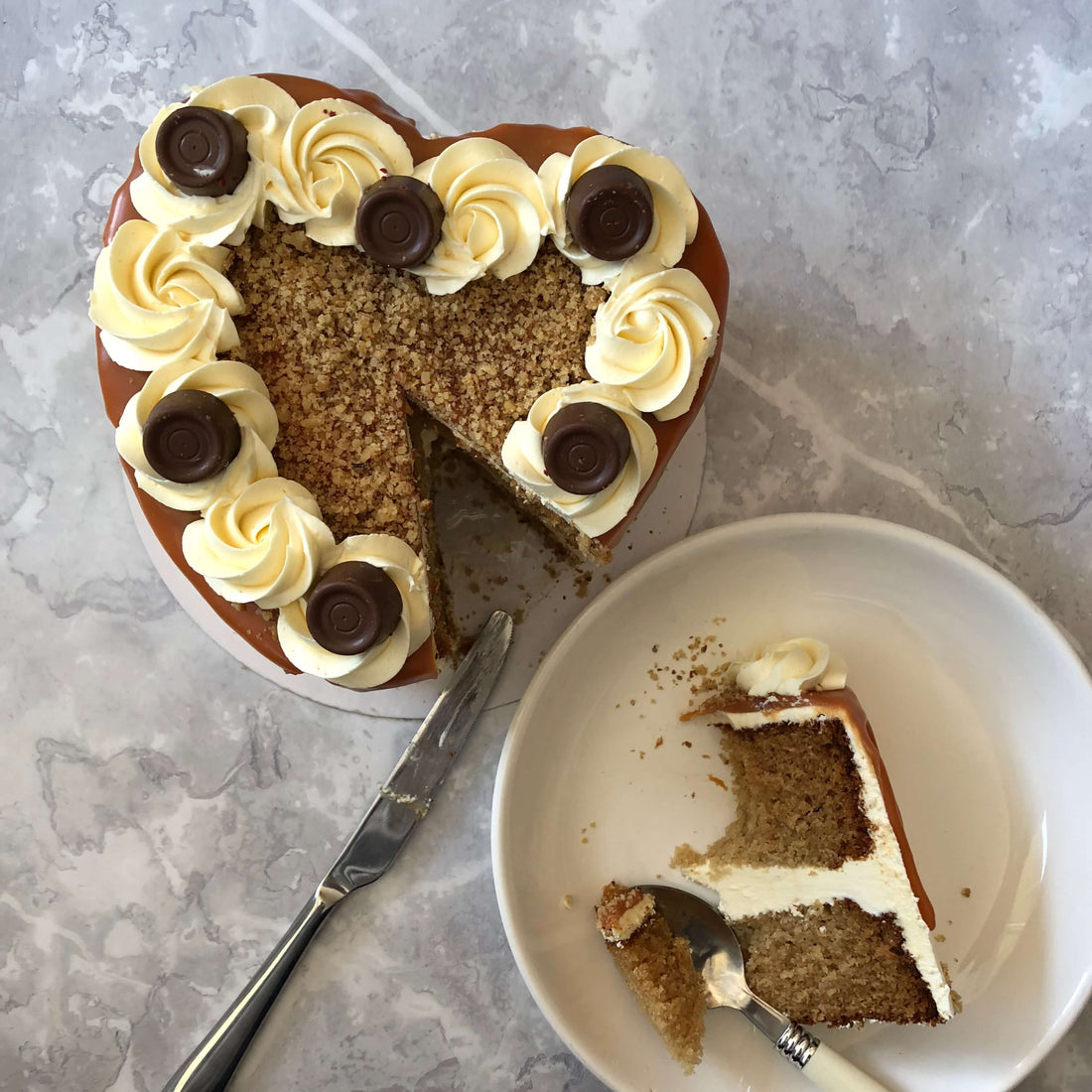 Banana Caramel Heart Cake