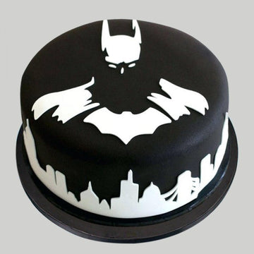 White Black Batman Theme Cake