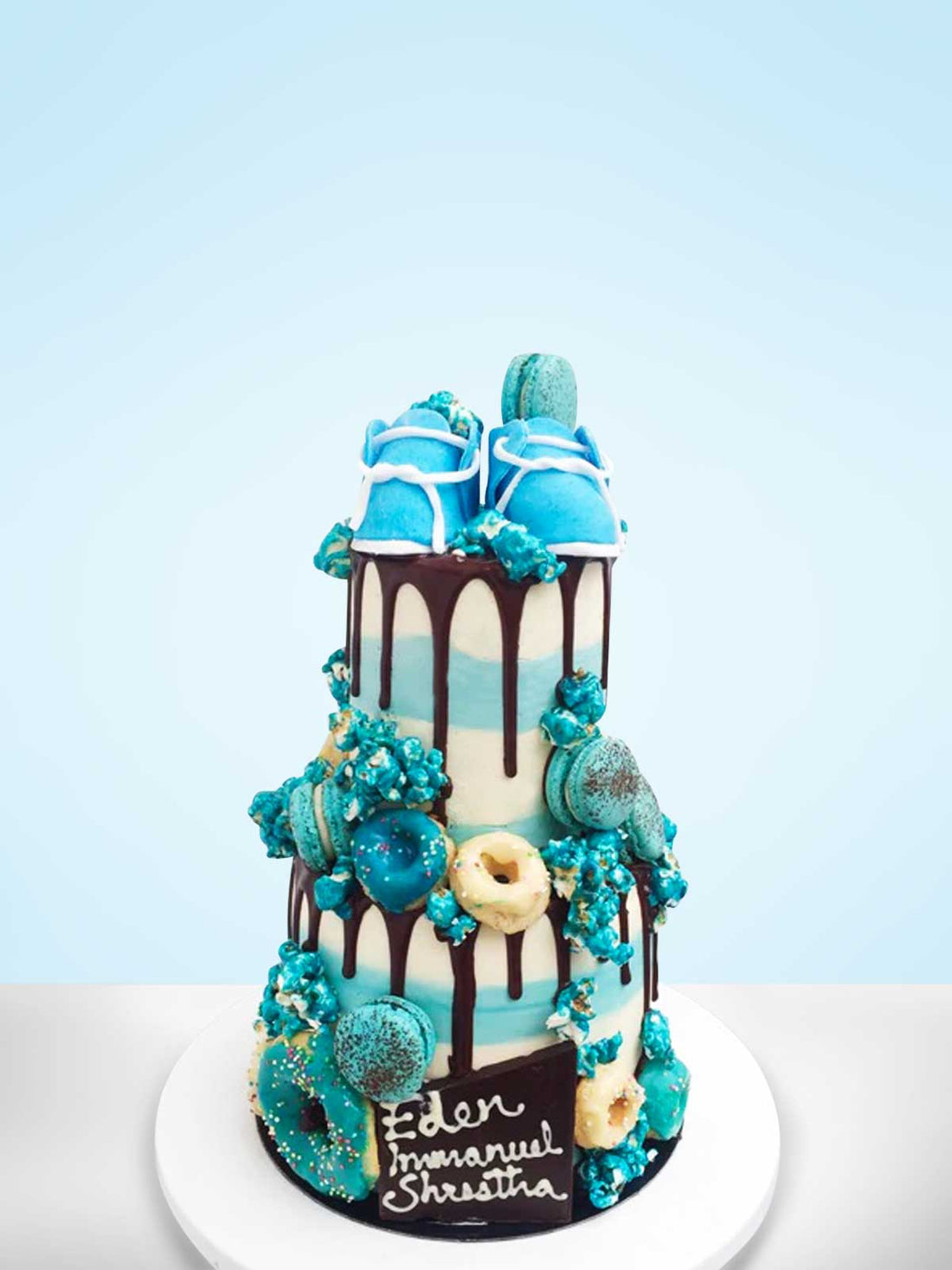 Blue Baby Shoe Cake