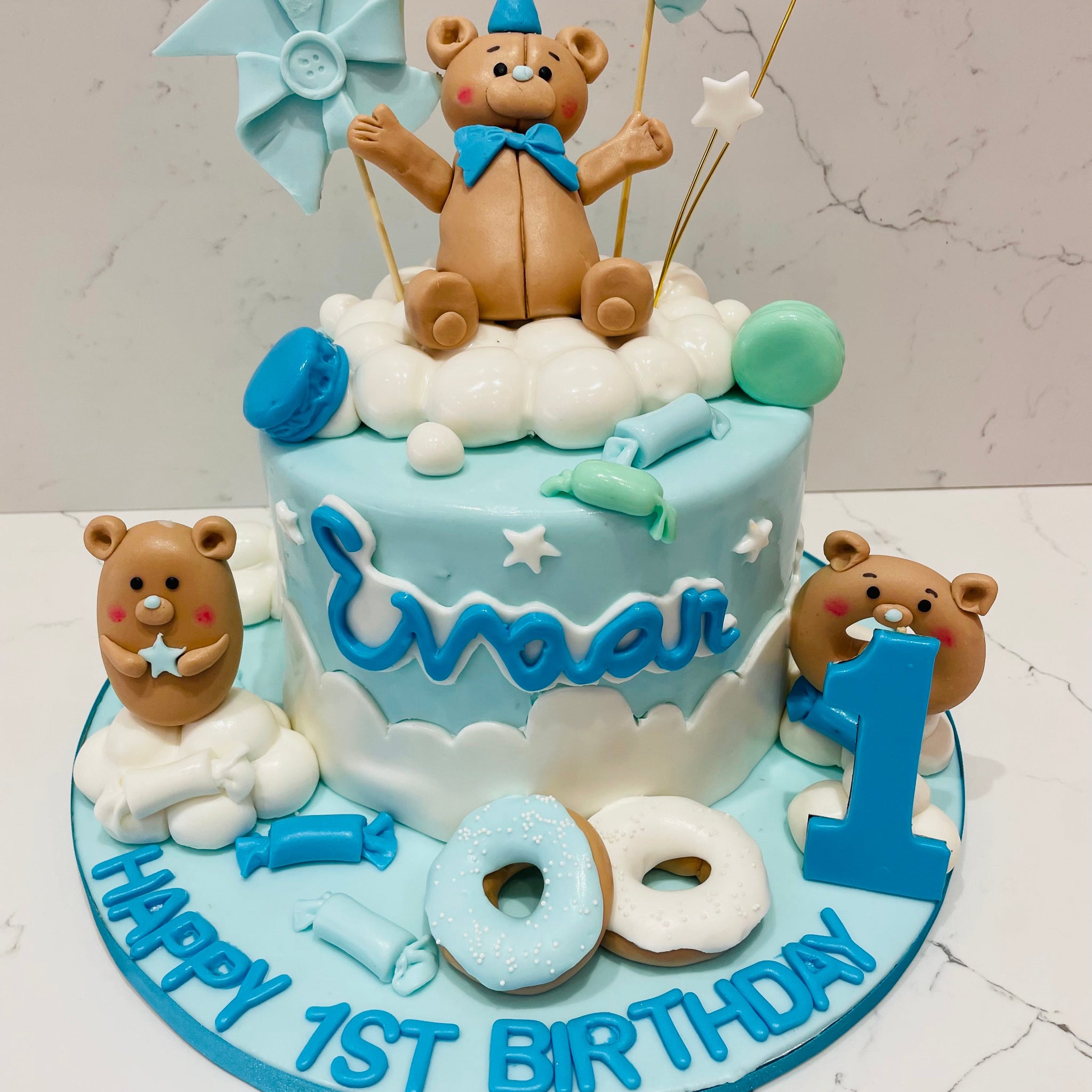 EVAAN 1ST BIRTHDAY FONDANT CAKE