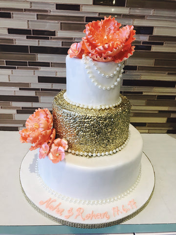 Golden Sequin Wedding Cake