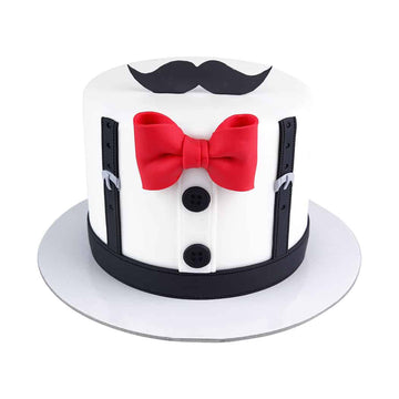 White Black Shirt With Red Bow Theme Cake