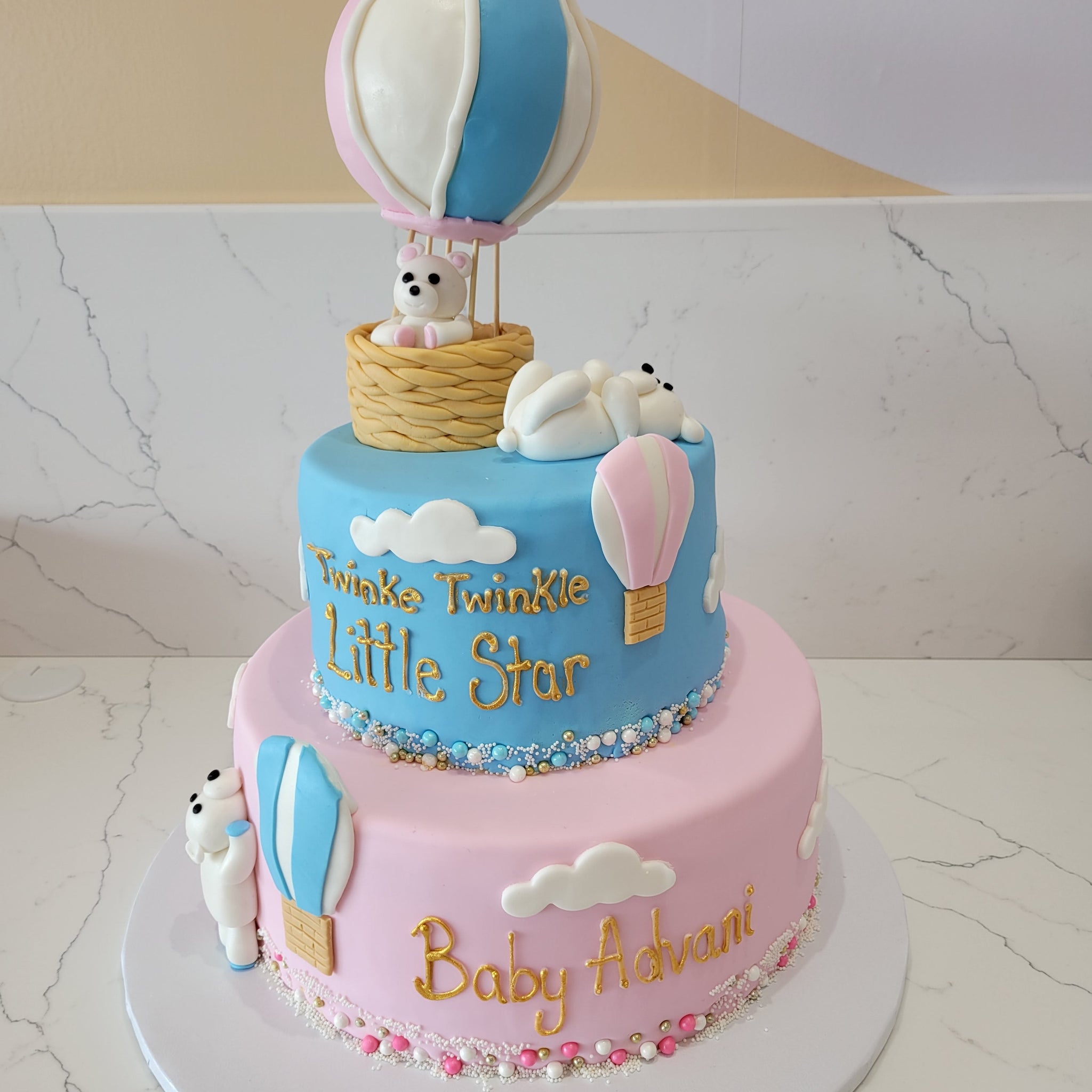 TEDDY BEAR HOT AIR BALLOON FONDANT CAKE