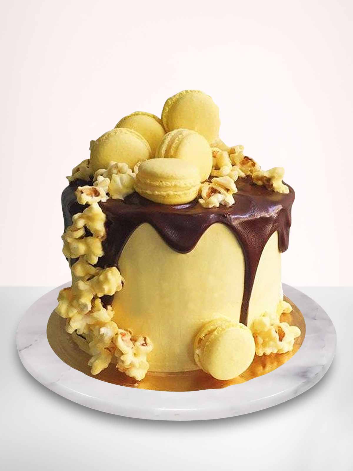 Hello Yellow! Candied Popcorn Macaron Cake