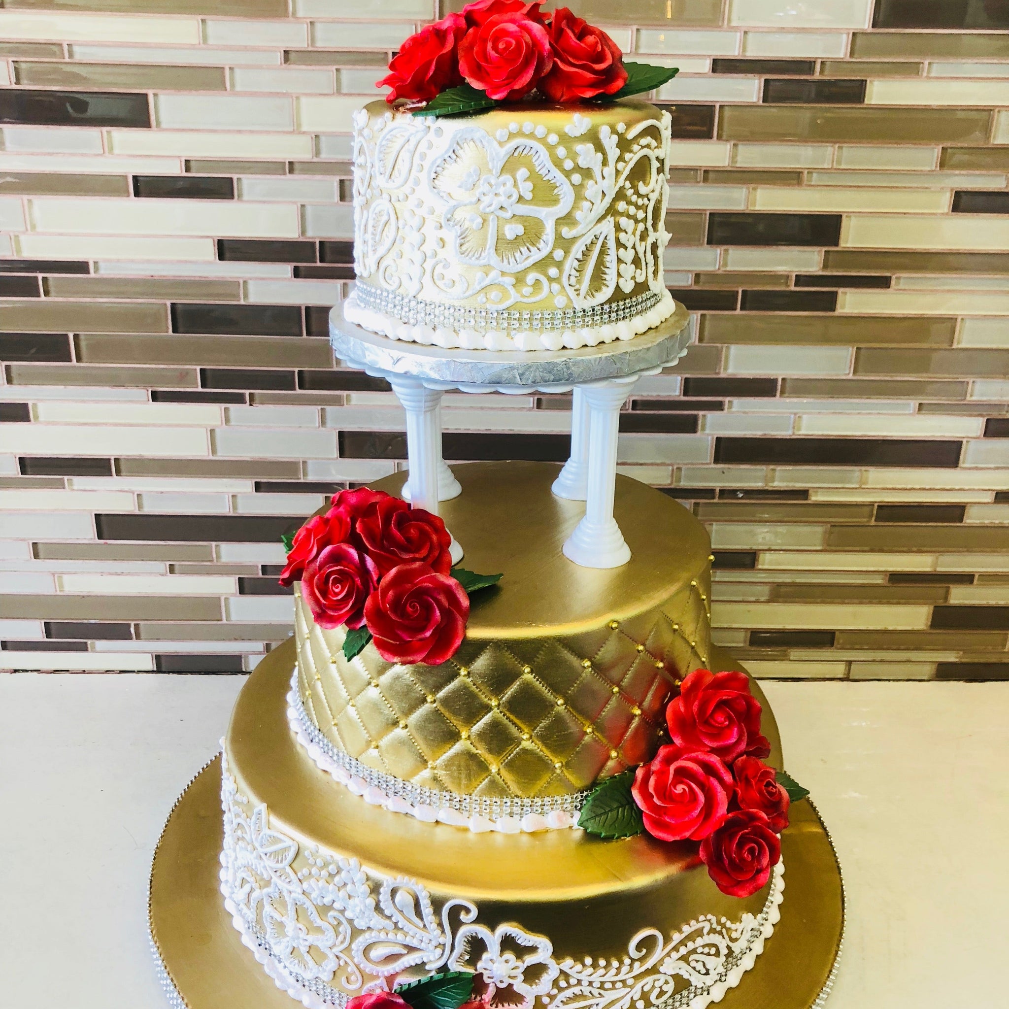 Golden Henna Wedding Cake