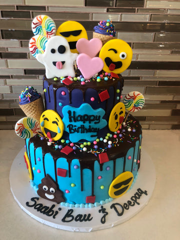 EMOJI'S FONDANT BIRTHDAY CAKE