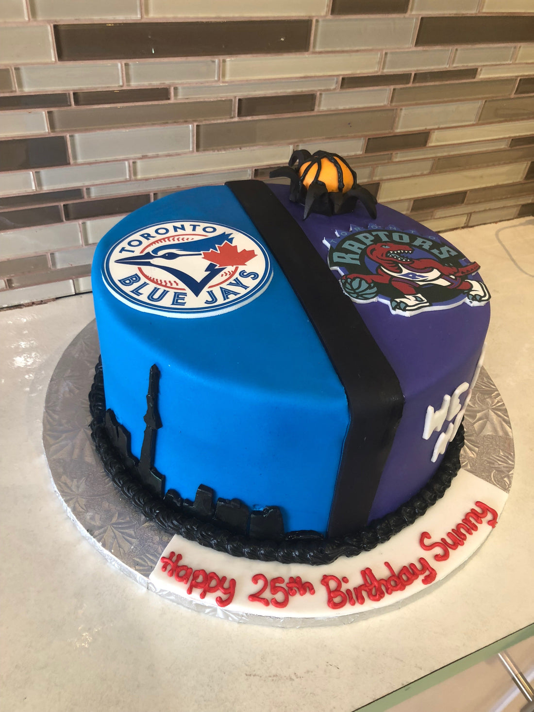 Raptors and Blue Jays Fondant Cake