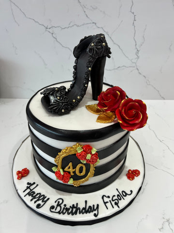 RED ROSES HEEL FONDANT CAKE