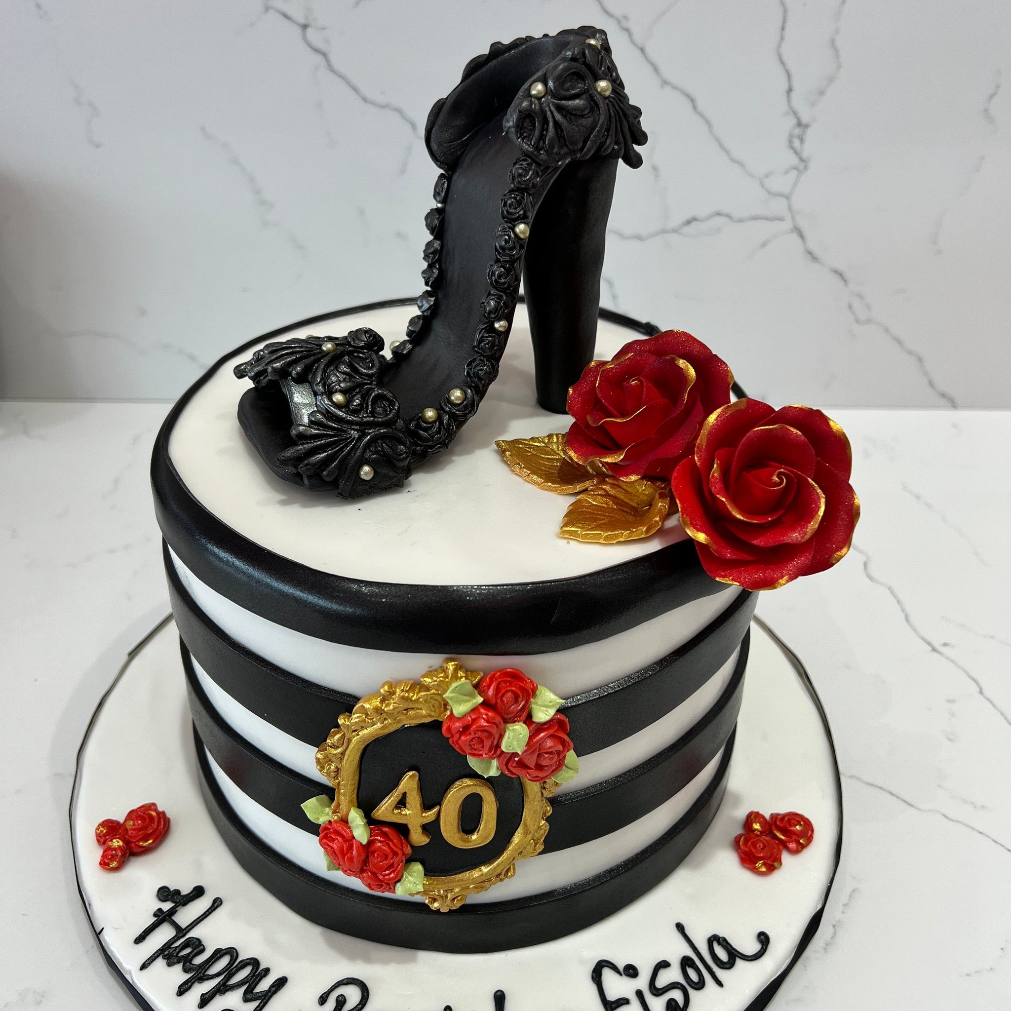 RED ROSES HEEL FONDANT CAKE