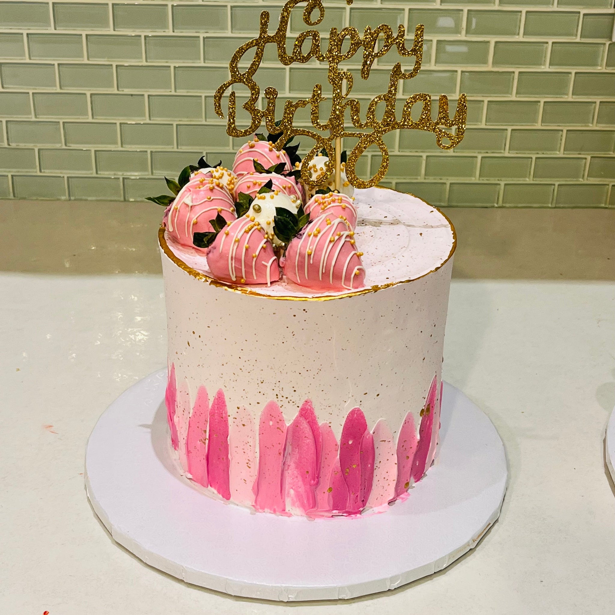 PINK AND WHITE STRAWBERRY DRIZZLE CAKE