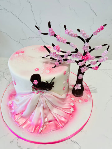 CHERRY BLOSSOM FONDANT CAKE