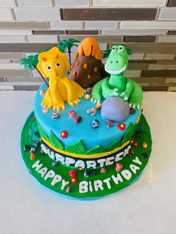 DINOSAUR FONDANT BIRTHDAY CAKE