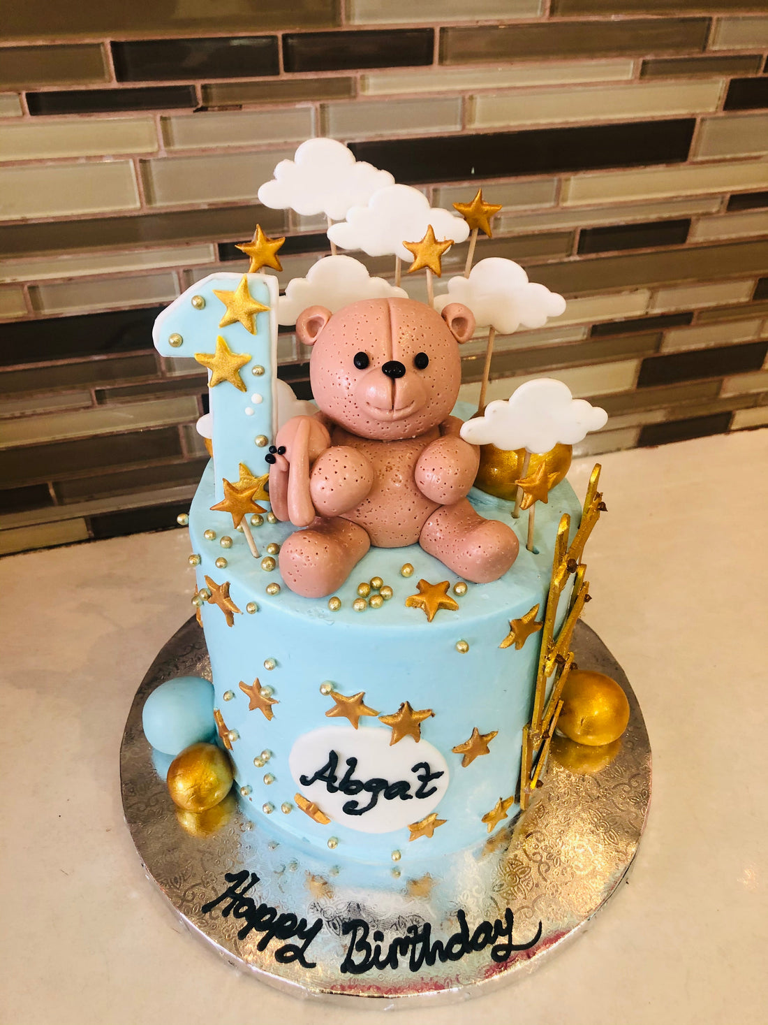 TEDDY BEAR FONDANT BIRTHDAY CAKE