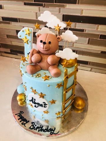 TEDDY BEAR FONDANT BIRTHDAY CAKE