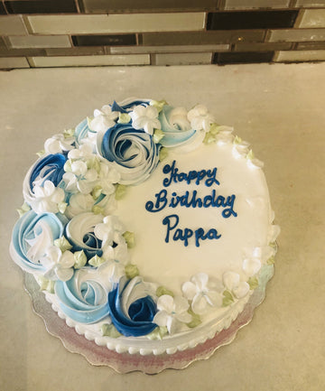 BLUE ROSETTE CREAM CAKE