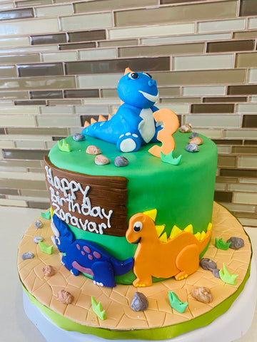 ZORAVAR DINO FONDANT BIRTHDAY CAKE