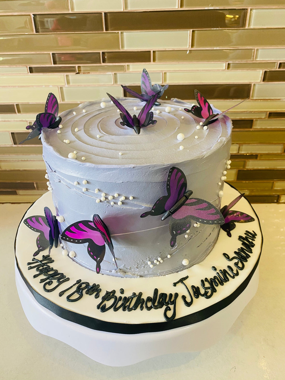 Lavender Butterfly Birthday Cake