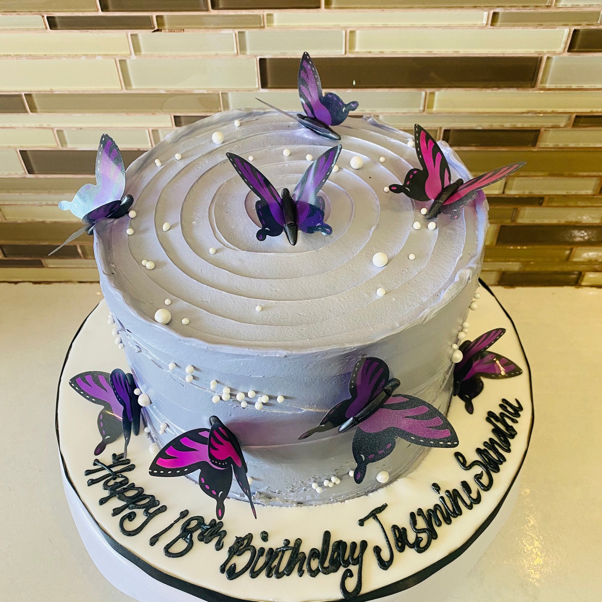 Lavender Butterfly Birthday Cake