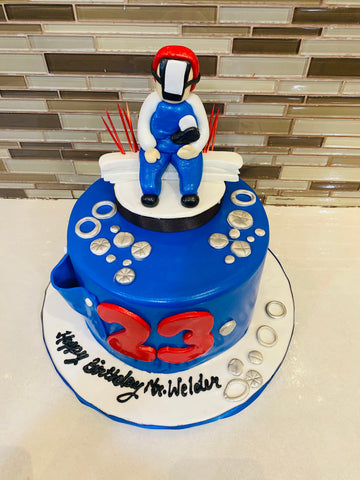 MR. WELDER FONDANT BIRTHDAY CAKE