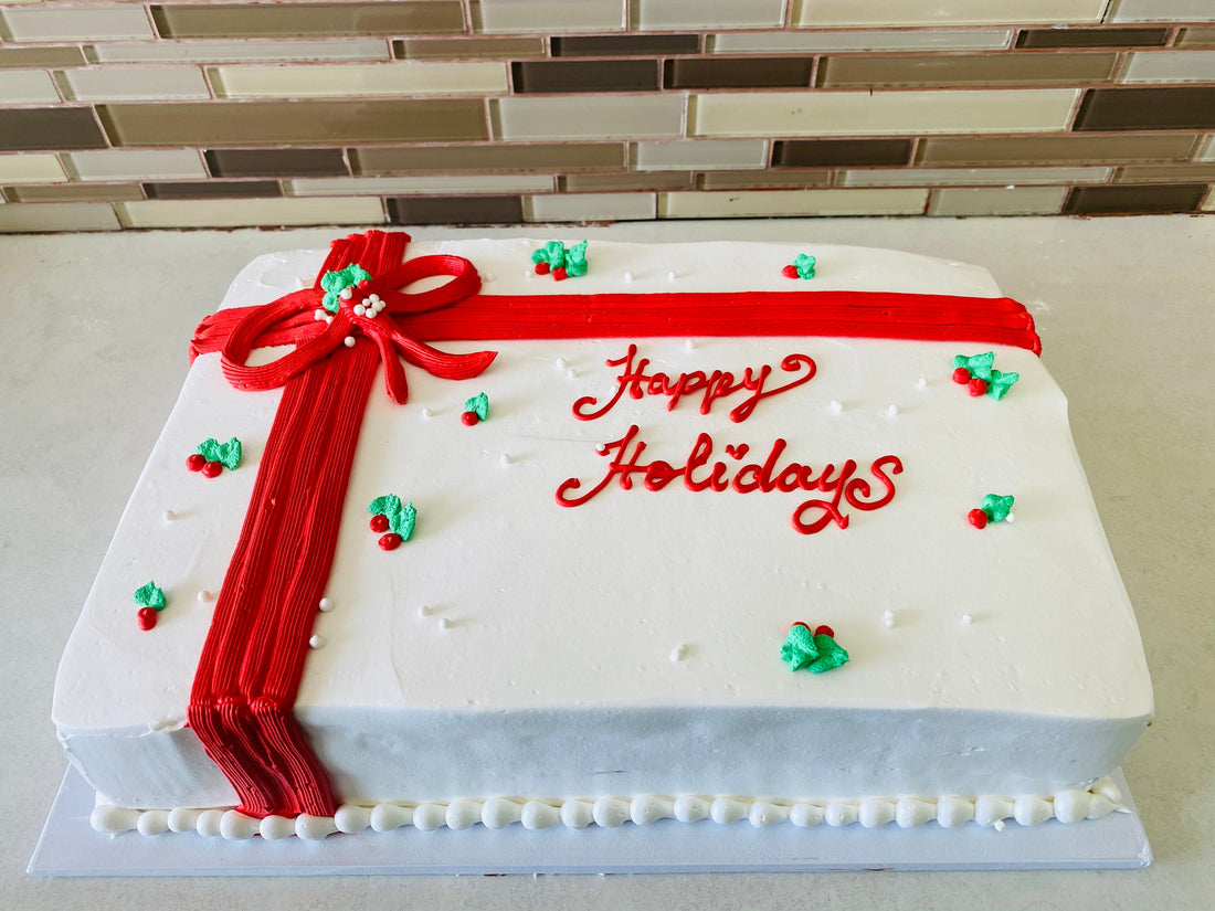 happy Holidays Gift Cake