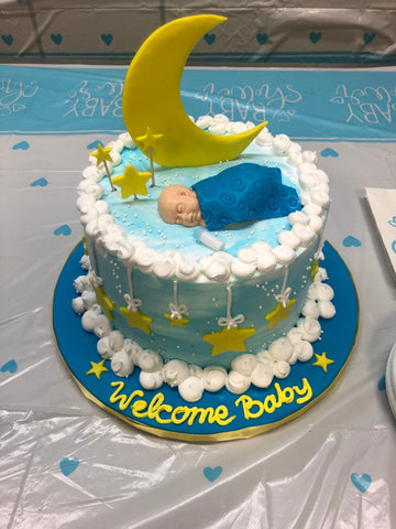 star & moon baby shower cake