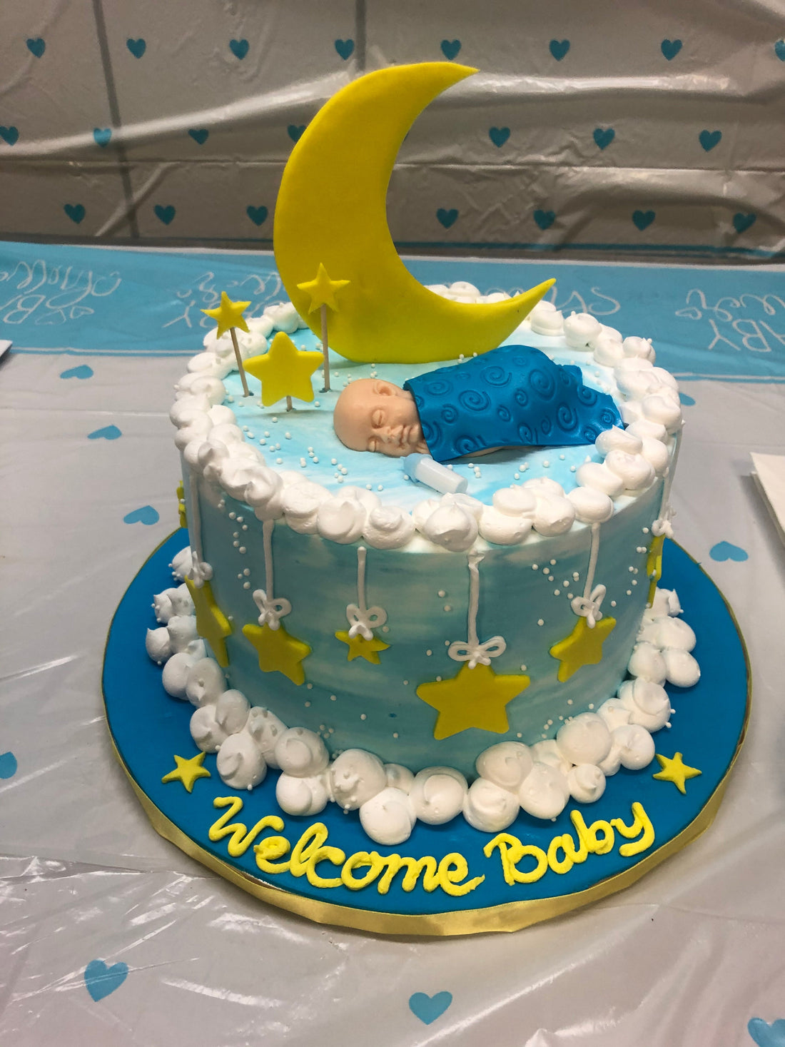 star & moon baby shower cake