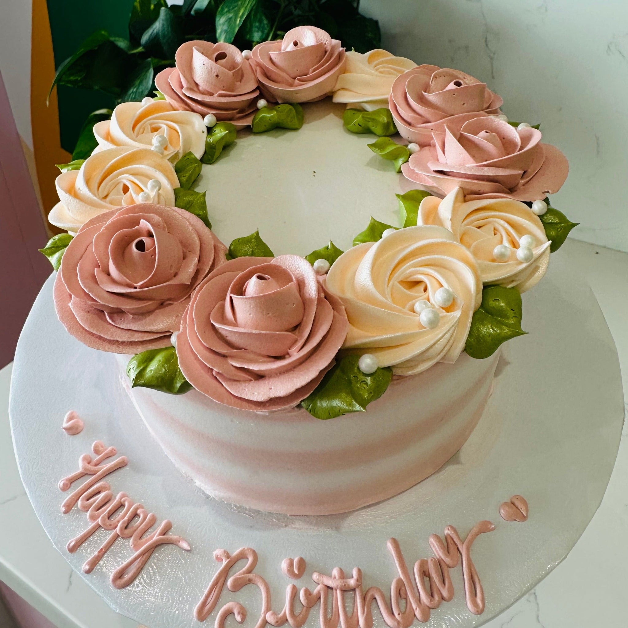 rosegold floral cake